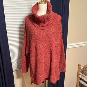 Elegant Cowl Neck Sweater - Coral